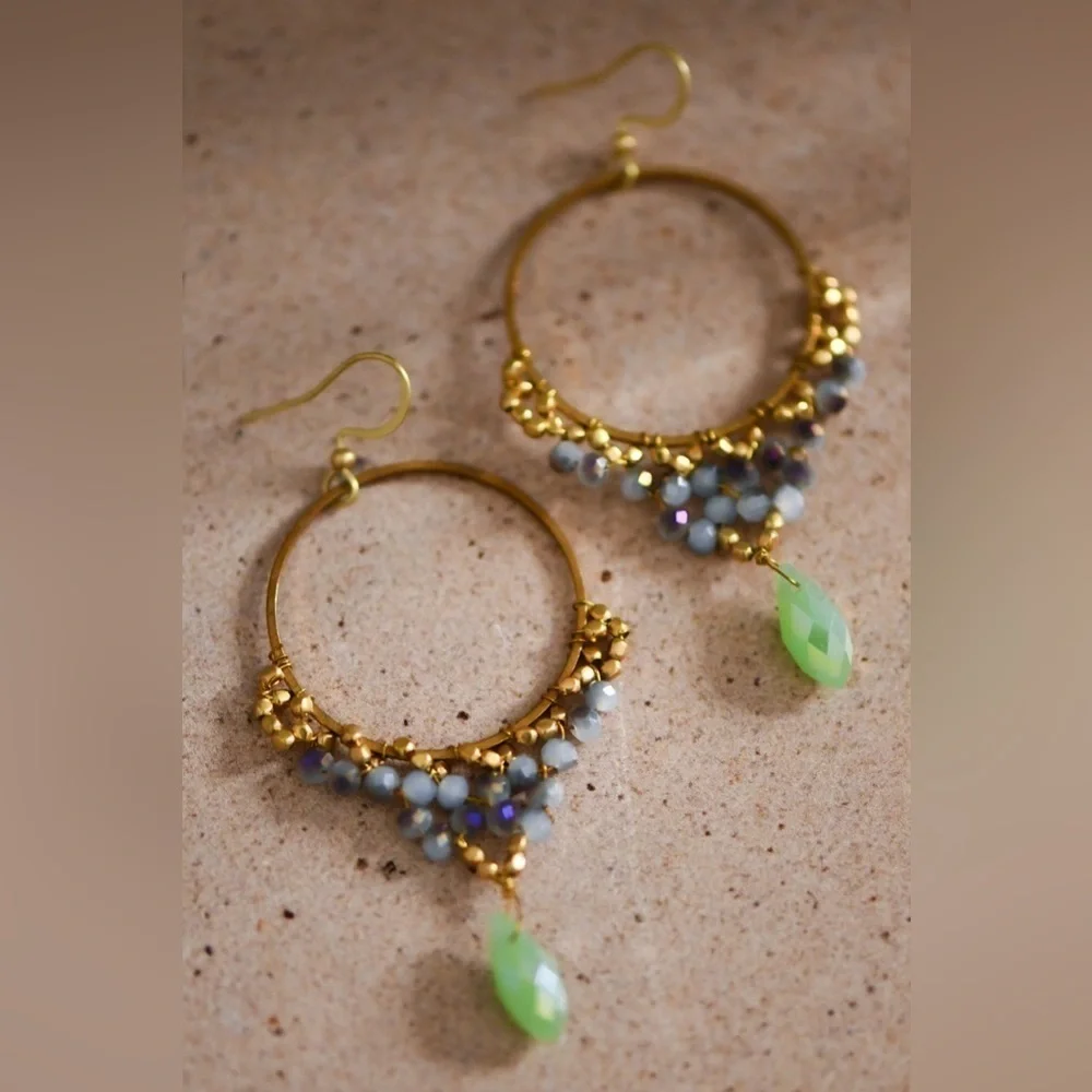 Boho‎ beaded drop earrings - Picture 1 of 4